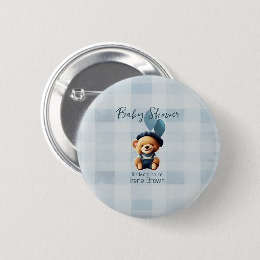 Teddy Bear Jean Baby shower Button (Voorkant /achterkant)