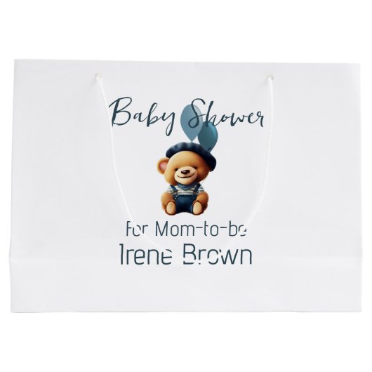 Teddy Bear Jean Baby shower Gift Bag Groot Cadeauzakje (Achterkant)
