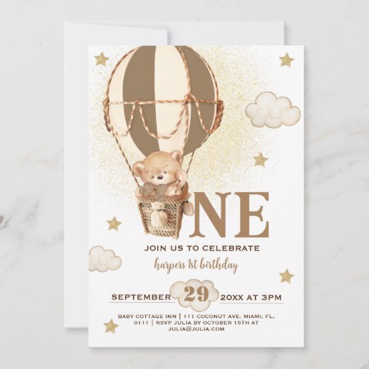 Teddy Bear Jongen 1E Verjaardag Kaart (Voorkant)