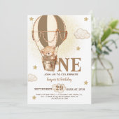 Teddy Bear Jongen 1E Verjaardag Kaart (Staand voorkant)