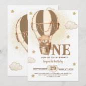 Teddy Bear Jongen 1E Verjaardag Kaart (Voorkant / Achterkant)