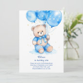 Teddy Bear Jongen Eerste Verjaardag Uitnodiging (Staand voorkant)