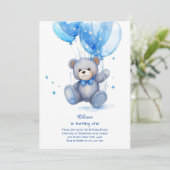Teddy Bear Jongen Eerste Verjaardag Uitnodiging (Staand voorkant)