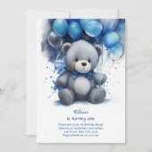 Teddy Bear Jongen Eerste Verjaardag Uitnodiging (Voorkant)