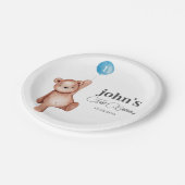 Teddy Bear Jongen Eerste Verjaardagsfeestje Papieren Bordje (Gekanteld)