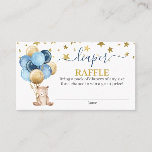 Teddy Bear Jongen Luier Raffle kaart (Voorkant)