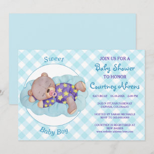 Teddy Bear Jongen Slapen Baby shower Uitnodiging