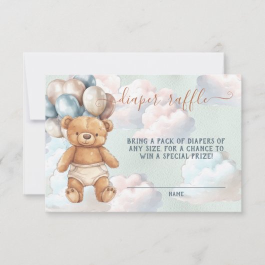 Teddy Bear Jongensballonluier Raffle Kaart (Voorkant)