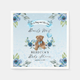Teddy Bear kan het Baby shower blauw wachten Servet
