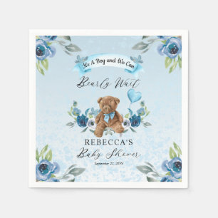 Teddy Bear kan het Baby shower blauw wachten Servet
