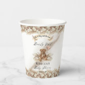 Teddy Bear kan het Baby shower van Greige Boy afwa Papieren Bekers (Achterkant)