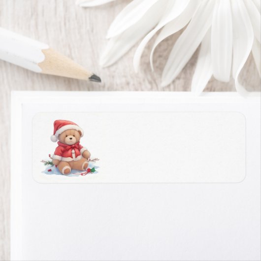 Teddy Bear Kerst Adresetiketten Etiket (Insitu)