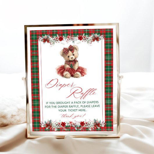 Teddy Bear Kerst Baby shower Luier Raffle Poster