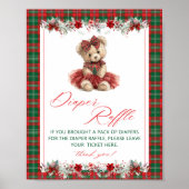 Teddy Bear Kerst Baby shower Luier Raffle Poster (Voorkant)