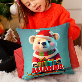 Teddy Bear Kerst Gepersonaliseerde Kinderen Kussen
