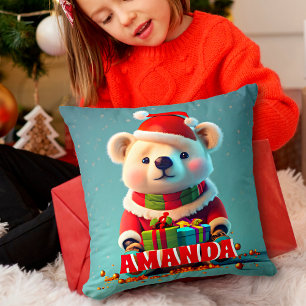 Teddy Bear Kerst Gepersonaliseerde Kinderen Kussen