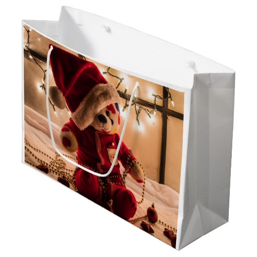 Teddy Bear kerstcadeau Groot Cadeauzakje (Voorkant Gekanteld)