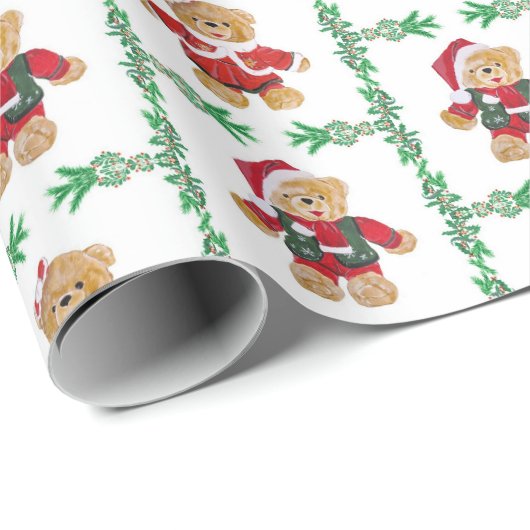 Teddy Bear-kerstcadeaupapier voor kerstcadeautjes Cadeaupapier (Rol Hoek)