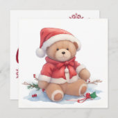 Teddy Bear-kerstkaart Feestdagenkaart (Voorkant / Achterkant)
