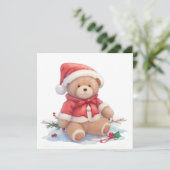 Teddy Bear-kerstkaart Feestdagenkaart (Staand voorkant)