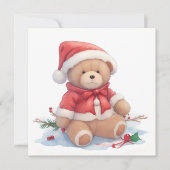 Teddy Bear-kerstkaart Feestdagenkaart (Voorkant)
