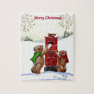Teddy Bear-kerstkaart Legpuzzel