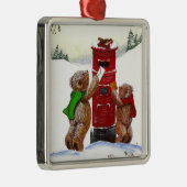 Teddy Bear-kerstkaart Metalen Ornament (Rechts)