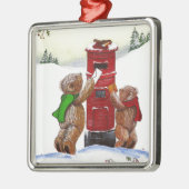 Teddy Bear-kerstkaart Metalen Ornament (Links)
