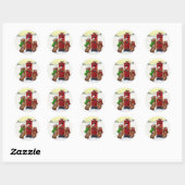 Teddy Bear-kerstkaart Ronde Sticker (Vel)
