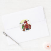 Teddy Bear-kerstkaart Ronde Sticker (Envelop)