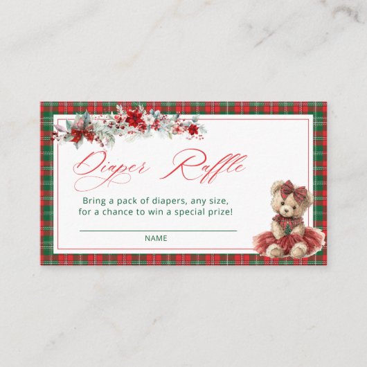 Teddy Bear Kerstluier Raffle Informatiekaartje (Voorkant)