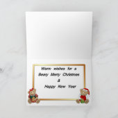 Teddy Bear Kerstmis Feestdagen Kaart (Binnen)