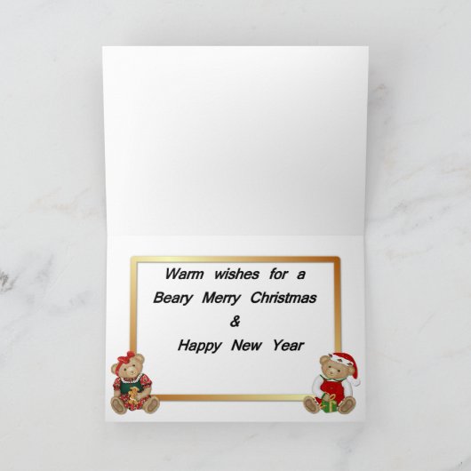 Teddy Bear Kerstmis Feestdagen Kaart (Binnen)