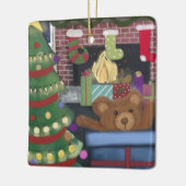 Teddy Bear Kerstmis Keramisch Ornament (Links)