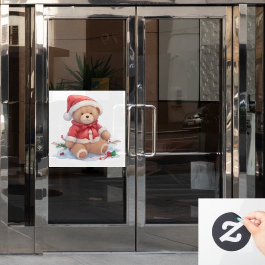 Teddy Bear Kerstmis Venster Cling Raamsticker (Kantoordeur)