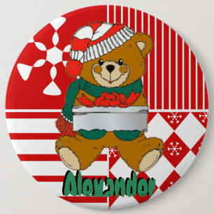 Teddy Bear kerststalling Name Tag Buttonnen Ronde Button 6,0 Cm