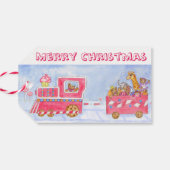 Teddy Bear-kersttrein Gift Labels Cadeaulabel (Achterkant Horizontaal)