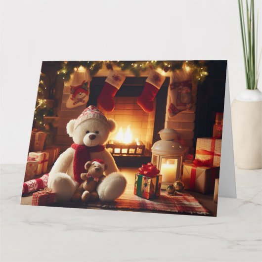 Teddy Bear Kerstvakantie Groet Kaart (Voorkant)