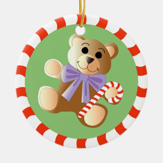 Teddy Bear-kerstversiering Keramisch Ornament (Voorkant)
