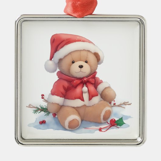Teddy Bear-kerstversiering Metalen Ornament (Voorkant)