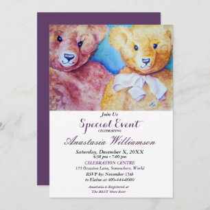 TEDDY BEAR KINDER PARTITY EVENT INVITE KAART