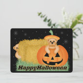 Teddy Bear Kind's Halloween-feestuitnodiging Kaart (Staand voorkant)
