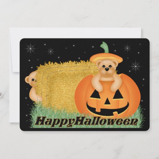 Teddy Bear Kind's Halloween-feestuitnodiging Kaart (Voorkant)