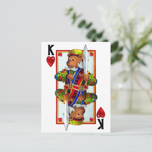 Teddy Bear King of Hearts Briefkaart (Staand voorkant)
