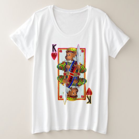 Teddy Bear King of Hearts Grote Maat T-shirt (Design voorkant)