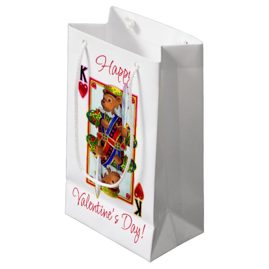 Teddy Bear King of Hearts Klein Cadeauzakje (Voorkant Gekanteld)