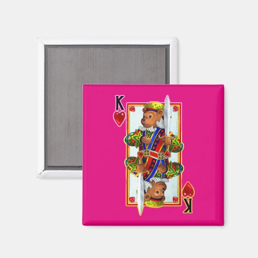 Teddy Bear King of Hearts Magnet (Voorkant / Achterkant)