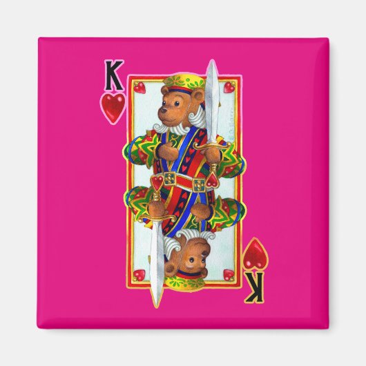 Teddy Bear King of Hearts Magnet (Voorkant)