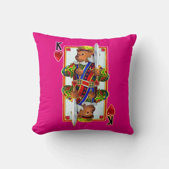 Teddy Bear King of Hearts-Sierkussen Kussen (Voorkant)