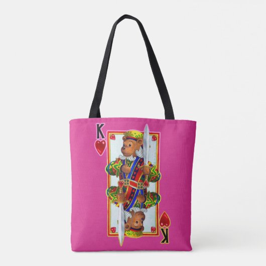 Teddy Bear King of Hearts Tote Bag (Achterkant)
